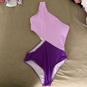 Purple Cut Out Split One Shoulder Swimsuit! NWOT